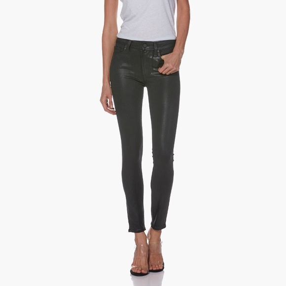 Paige Black Wax Coated Skinny Jeans 